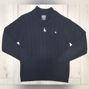 🔳 Men's South Pole Black Cotton Collared Sweater (L)